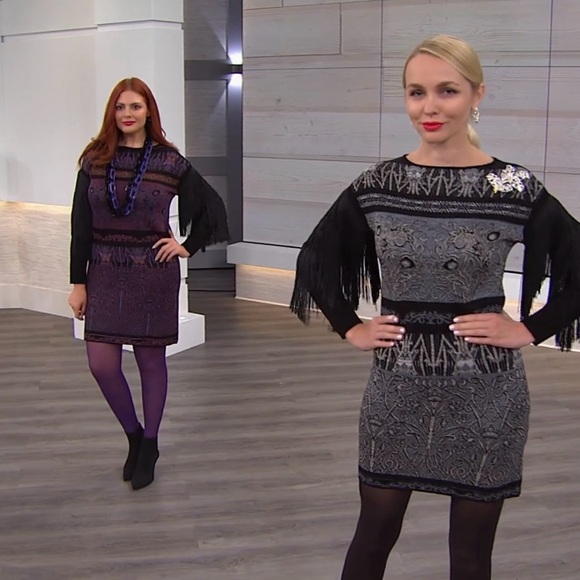 Rara Avis Dresses & Skirts - Purple Rara Ava by Iris Apfel Sweater Dress with Fringe Sleeves. XL
